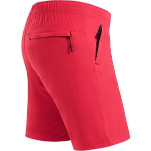 Rapoo Men's Athletic Shorts 7 Inch Inseam Water Resistant Lightweight Quick Dry Workout Shorts with Zipper Pockets (Small, Red)