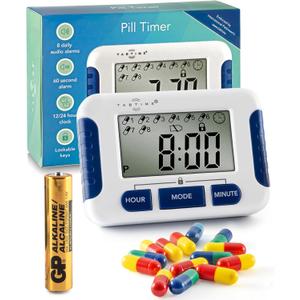 TabTime Pill Reminder with 8 Alarms per Day, Pill Tracker, Pill Timer, Medication Reminder Devices, Medication Tracker, Essential Parkinson's Patient Gadget