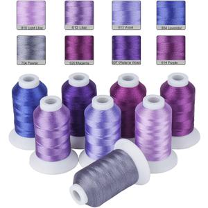 2 x Simthread Purple Embroidery Thread 8 Shades Compatible with Brother Colors, 550 Yards Each, 40WT Polyester, for Brother, Babylock, Janome, Singer & Other Machines, (Mix Sets)