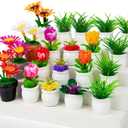 26Pcs Dollhouse Plant, Miniature Bonsai Plant Mini Potted Plants Flower for Dollhouse Decoration, Christmas Birthday Present DIY (Flower Style)