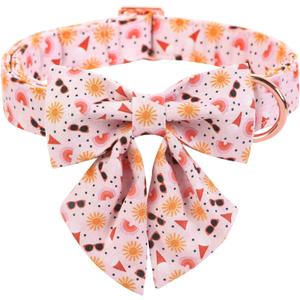 ARING PET Summer Dog Collar-Cute Dog Collar with Sailor Bowtie, Adjustable Cotton Sun Dog Collars with Metal Buckle