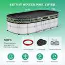 UIRWAY Upgraded 15x30 ft Oval Winter Pool Cover- 185gsm Heavy Duty Fabric Pool Cover for Above Ground Pools, Ultimate Windproof with 2 Buckle Straps & Winch and Cable Set, Cold and UV Resistant