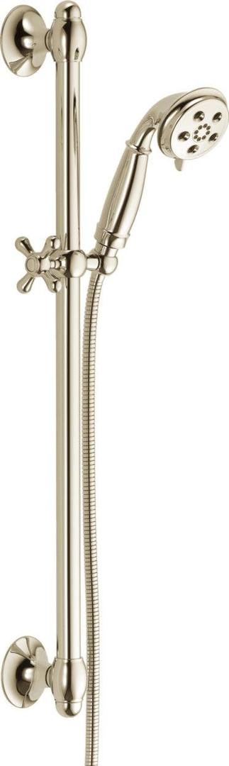 Delta Faucet 3-Spray H2Okinetic Slide Bar Hand Held Shower with Hose, Polished Nickel 51308-PN