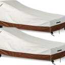 Waterproof Outdoor Lounge Chair Covers Patio Chaise Lounge Cover Heavy-Duty Pool Lounge Chair Covers for Outdoor Furniture (Beige-Brown, 80'' x 30'' x 26''-2pcs)