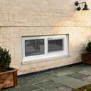 Vinyl Basement Window, 32" x 18" Bathroom Sliding Window with Double Pane Insulated Tempered Glass and Fiberglass Screen for Basement, Bathroom, Shed (White)