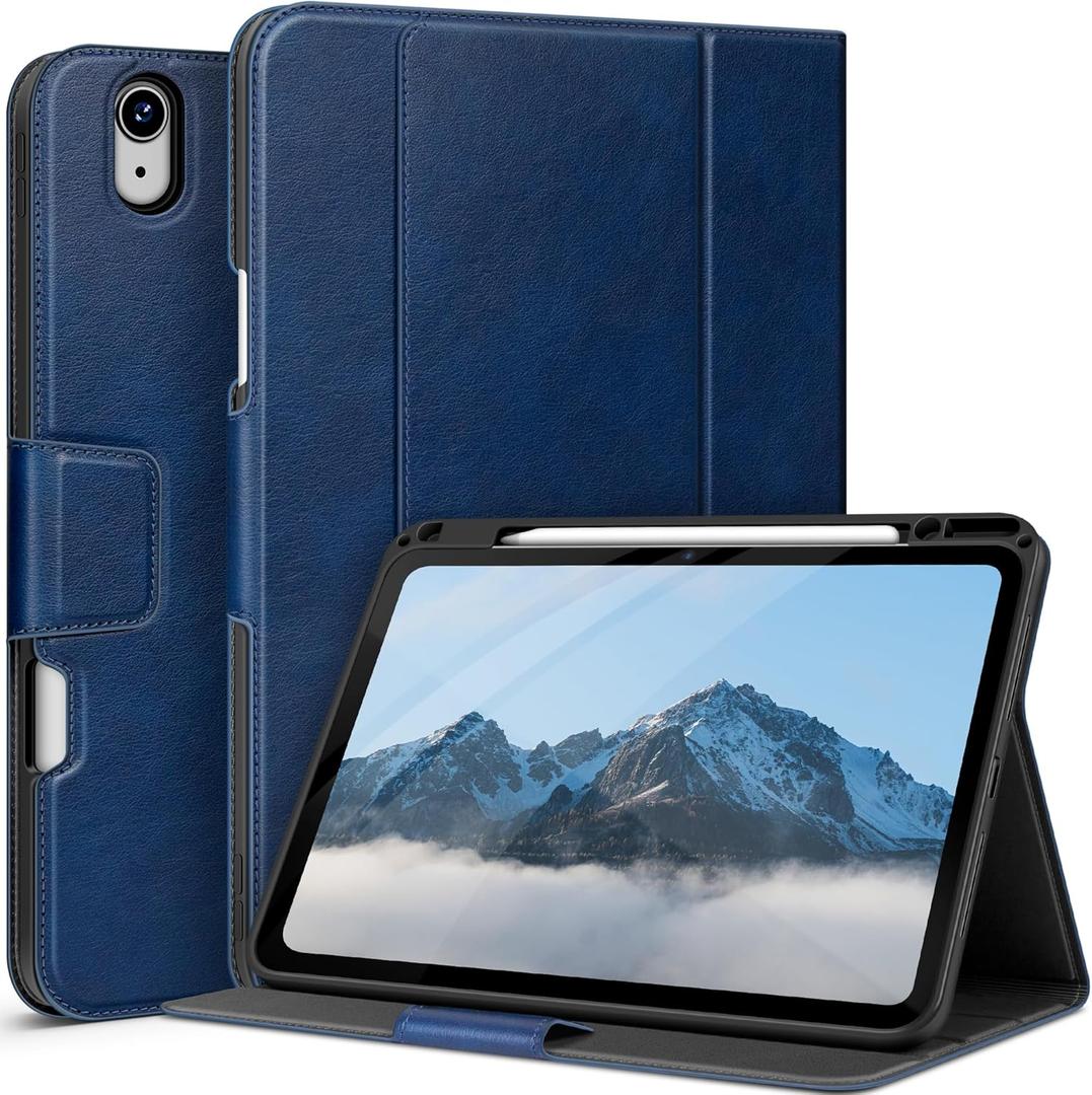 auaua Case for iPad Air 13 inch (M3/M2) 2025/2024, with Pencil Holder and Pocket, Multiple Viewing Angles, Magnetic Closure, Auto Sleep/Wake (Blue)