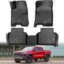 TPE Automotive Floor Mats Custom for 2023-2026 Chevy Colorado & GMC Canyon Crew Cab, All Weather Cover Protection Waterproof Black Floor Liner Front & Rear Row Full Set Car Mats, 3PCS