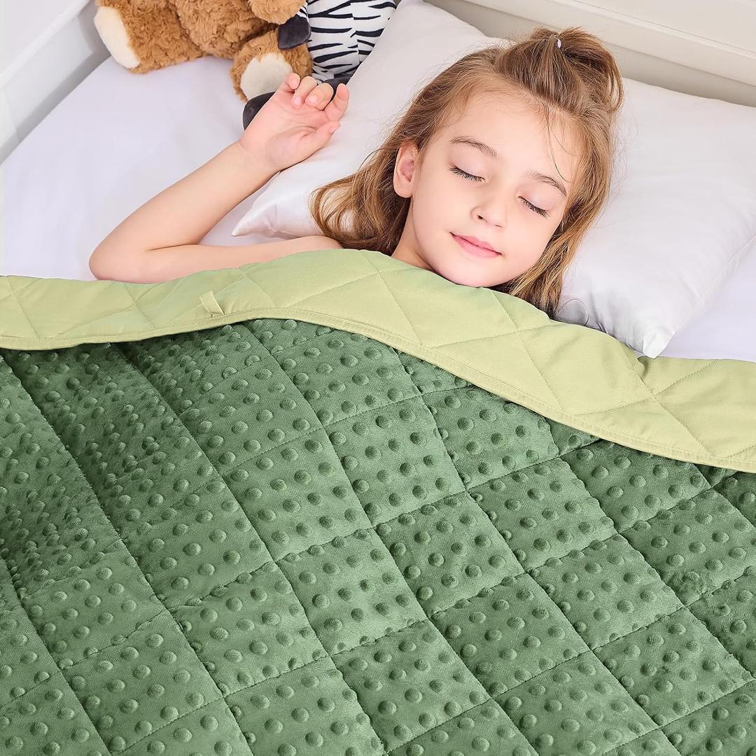 yescool Weighted Blanket 5 Pounds, Blanket Gifts for Boys and Girls, Small Weighted Throw Blankets Washable Heavy Blankets, Winter Weighted Comforter for 40-70lbs, 36 * 48in, Moss Green