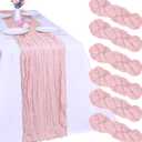 6 Pack Pink Cheesecloth Table Runner 10FT Boho Gauze Fabric Table Runner 35 x 120 Inch Rustic Sheer Runner for Centerpiece Wedding Decor Baby Shower Party Boho Table Decoration(Pink)