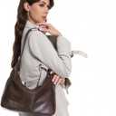 JOLLQUE Crossbody Bags for Women, Soft Foldable Vegan Leather Shoulder Handbag, Autumn Winter Slouchy Handbag Purses