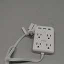 Short Power Strip 2FT - Flat Wall Extension Cord with 4AC Outlet and 3 USB Ports(1 Type C), Multi Plug Outlet Extender Small Surge Protector for Home Office Dorm, White