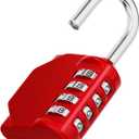 ZHEGE Combination Lock, 4 Digit Outdoor Combination Padlock for Gym, School, Gates, Doors, Hasps and Storage (Red) (1P)