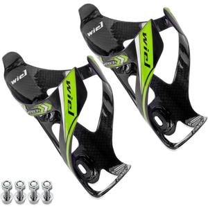 Wiel Full Carbon Fiber Bicycle Bike Light Drink Water Bottle Cage Holder (2PCs Green)
