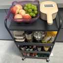 Stable 4 Tier Rolling Metal Storage Organizer, Heavy Duty Kitchen Rolling Cart, Metal Top Vegetable Storage Cart with Wheels for Kitchen Pantry Utility Use (Black)