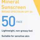 CeraVe 100% Mineral Sunscreen SPF 50, Face sunscreen With Zinc Oxide & Titanium Dioxide, Hyaluronic Acid + Niacinamide + Ceramides, Oil Free, Travel Size 2.5 oz