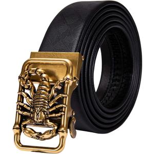 Dubulle Designer Ratchet Belt for Men Leather Fashion Adjustable Automatic Buckle Sliding Removable Dress Casual