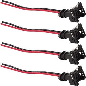 leechio 4 PCS Fuel Injector Connector, Standard Specification Fuel Injector Plug Harness, Copper Core Fuel Injector Rebuild Kit, for Most Cars Truck (Black)