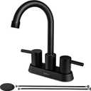 Commercial Bathroom Faucet 3 Hole Bathroom Sink Faucet with Pop-Up Drain Deck Plate for 3 Hole, 2 Handles 4 Inch Sink Lavatory Faucets with 360 Swivel (Matte Black)