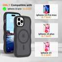 Hualele Magnetic for iPhone 15 Pro Case, Compatible with MagSafe, Military Grade Dropproof Translucent Matte Back Cute Curly Wave Edge Slim Phone Case 15 Pro, Black
