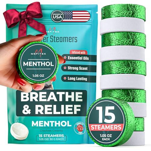 Shower Steamers for Men 15 Pack - Menthol Aromatherapy Shower Steamers, Strong Scent, Long Lasting, Premium Essential Oils, Valentine Gift Relaxation and Sinus Relief