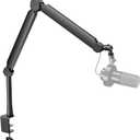 FIFINE Mic Boom Arm, Microphone Stand with Cable Management Channels, Extension Tube, Desk Clamp, Thread Adapter, Fully Adjustable Metal-Built Podcast Mic Arm for Streaming Gaming Recording-BM66T (BM66T BlackWith Extension Tube))