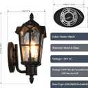 Sucolite Outdoor Wall Light Fixtures Wall Mounted, Exterior Waterproof Porch Lights Wall Lanterns, Outside Wall Sconces with Water Ripple Glass for House Front Door Garage, Retro Vintage Style, 2 Pack