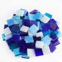 Mosaic Tiles 270 Pieces / 200 g Pack of Colored Mica Glass Mosaic Tile Supplies for Home Decoration, DIY Crafts, Plates, Picture Frames, Flowerpots  1x1 cm Square Tiles (Blue Mix)