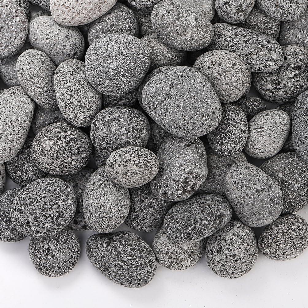 SOUJOY 10lbs Lava Rocks for Fire Pit, 1''-2'' Black Tumbled Natural Lava Stones, Smooth Lava Pebbles for Natural Gas, Fireplace, Propane, Wood, Electrical Firepits & Grills