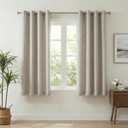 NICETOWN Linen Blended Curtains 63 Inch for Bedroom, Light Filtering Semi Sheer Burlap Curtains Farmhouse Grommet Privacy Window Drapes for Living Room, 2 Panels (52 x 63 Inch, Linen)