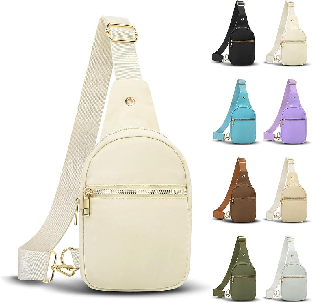 VOROLO Large Sling Bag, Crossbody Bag for Women and Men with Adjustable Strap - Trendy Beige
