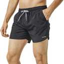 maamgic Mens Swim Trunks 5" with Mesh Lining Quick Dry Bathing Suits for Men Swim Shorts Swimwear (Large, Black)