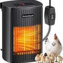 Chicken Coop Heater With Thermostat, 600W/300W Smart Winter Chicken Heater for Inside Coop, Dog House, Built-in Adaptive Temperature Sensor, Adjustable Temp, 6.5Ft Anti-Chew Cord, Memory Function (Black)