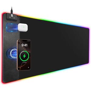 Miroddi Wireless Charging Mouse Pad 15W, RGB Gaming Mousepad 31.5"x15.7" Extra Large Desk Mat, 13 Light Modes, Non-Slip Rubber Base Waterproof Keyboard Mouse Pad for Gamer, PC, MacBook, Laptop