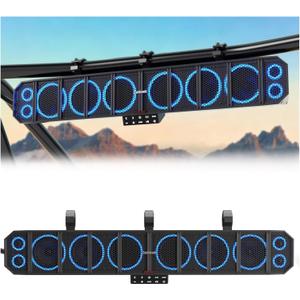 GoHawk UTV Sound Bar | Waterproof 10-Speaker ATV Soundbar | Bluetooth & Multicolor Lights | 35-Inch SxS Speakers | Radio Amplified Soundbar for Polaris RZR, Can-Am Golf Cart, Marine w/FM Radio