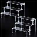 2 Packs Acrylic Display Stand Riser,3 Tier Perfume Organizer Cupcake Stand Acrylic Pop Shelves Holder,Clear Desk Display Shelf for Figure,Trinket,Collectibles,Dessert Tray Stands for Party Decor-7.9in