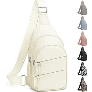 Tuwubi Crossbody Bags for Women, Sling Bag for Men, Small Hiking Backpack Anti Theft Lightweight for Outdoors Travel (M, Beige)