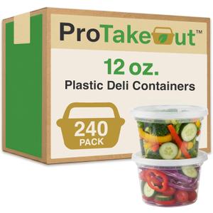 [12oz-240 Set Plastic Deli Containers with Lids - BPA Free Clear Soup Containers with Airtight Lids, Leak Resistant Food Storage for Meal Prep, Stackable/Microwave/Dishwasher/Freezer Safe