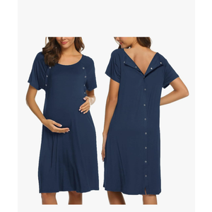 Ekouaer Women’s Nursing/Delivery/Labor/Hospital Nightdress Short Sleeve Maternity Nightgown with Button L