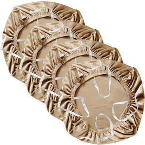 Yikko Velvet Chair Seat Cusion Covers for 14.96-18.89 Inch Office Computer Chair Covers, with Straps Washable Slipcovers Protector, Home, Dining Room Bar Wedding Party Decor (Khaki, 4)