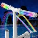 POOLHOUR Pool Fountain with 10 Colors Rainbow Lights for Above Ground/Inground Pools, Dual-Head Adjustable Pool Waterfall & Pool Sprinkler with Timer, 5000mAh Battery, Remote-Controlled, Grey