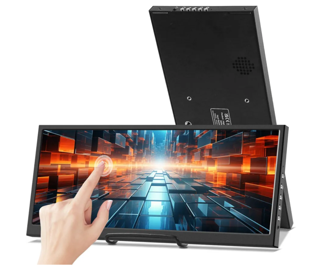 Prechen 12.3 Inch Touchscreen Secondary Monitor, IPS Stretched Bar LCD Travel Touch Display 1920 * 720 HDMI USBC, Portable Touch Screen for Laptop Computer Windows Aida64 GPU CPU RAM Monitoring