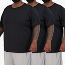 Real Essentials 3 Pack: Mens Big and Tall Tech Stretch Short Sleeve Quick Dry Fit T-Shirt Wicking Active Athletic Gym Top Plus Size Clothes Lounge Sleep Running V Neck Workout Tee- Set 10, 3XT Black