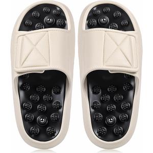 Glitopper Magnetic Acupressure Slippers Massage Slippers Acupressure Foot Shoes Reflexology Sandals Gift for Men Women Reduce Feet Neuropathy Pain Relief(Us Women 8.5-9.5/ Men 6.5-7.5,White)