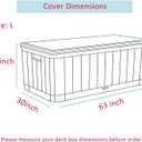 Deck Box Cover- Heavy Duty 600D Polyester Oxford,100% Waterproof Deck Box Cover 63" L x 30" W x 28" H
