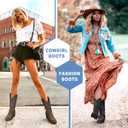 Vepose Womens Cowboy Mid Calf Boots Cowgirl Western Embroidered Chunky Low Heel 9800 Boots with Zipper Size 8