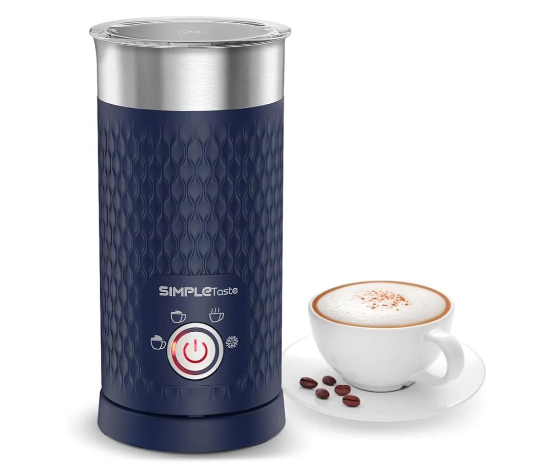 SIMPLETASTE Milk Frother, 4-in-1 Electric Milk Steamer, Automatic Warm and Cold Foam Maker and Milk Warmer for Latte, Cappuccinos, Macchiato