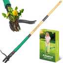 Weed Puller Tool with 2 Weed Eject Feature, 43.7in Stand Up Dandelion Remover Tool, Real Bamboo Handle and Metal 4 Claw & Foot Pedal, Heavy Duty Garden Weeder