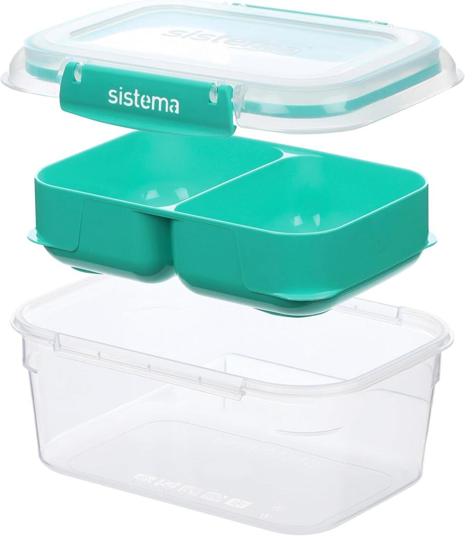 Sistema TO GO Stax Leakproof Food Storage Containers | 1 L | Airtight & Stackable Meal Prep Containers with Lids | Lunch Boxes | BPA-Free | 1 Count