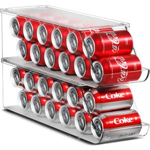 Sorbus Soda Can Organizer for Refrigerator Stackable Can Holder Dispenser with Lid for Fridge, Pantry, Freezer  Holds 12 Cans Each, BPA-Free, Clear Design, (2-Pack)
