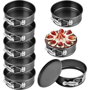 8 Pcs 4.8 Inch Springform Pans, Mini Round Cheesecake Pans with Removable Bottom, Steel Nonstick Cake Pans for Baking, Pizzas and Quiches